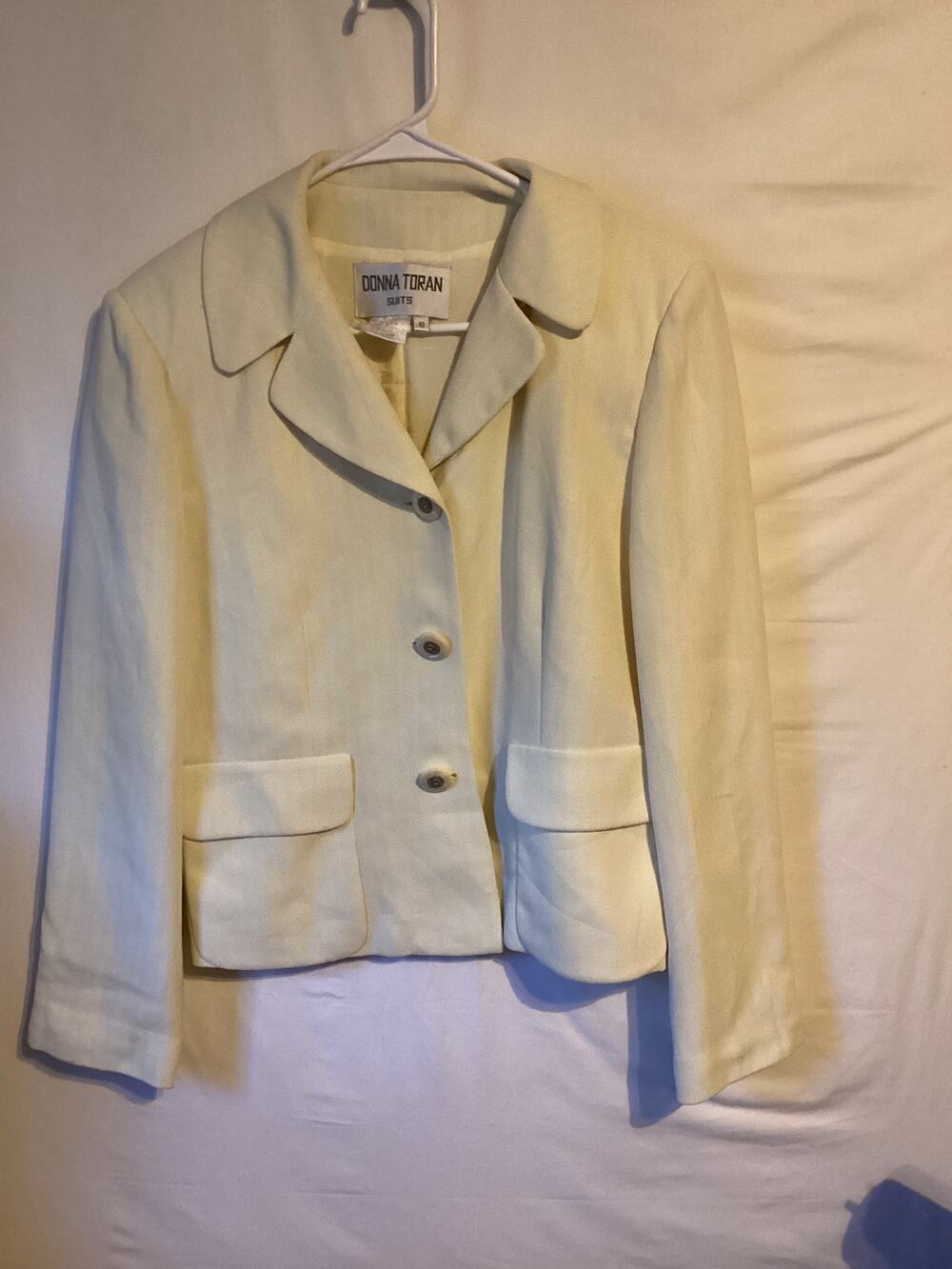 2671 Donna Toran Suits Button Front Lined Blazer Yellow Size 10